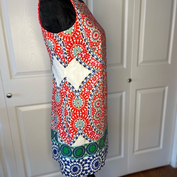 London Times Multi Colored Sheath Mini Dress Halter Neckline, Size 4 - Picture 5 of 14